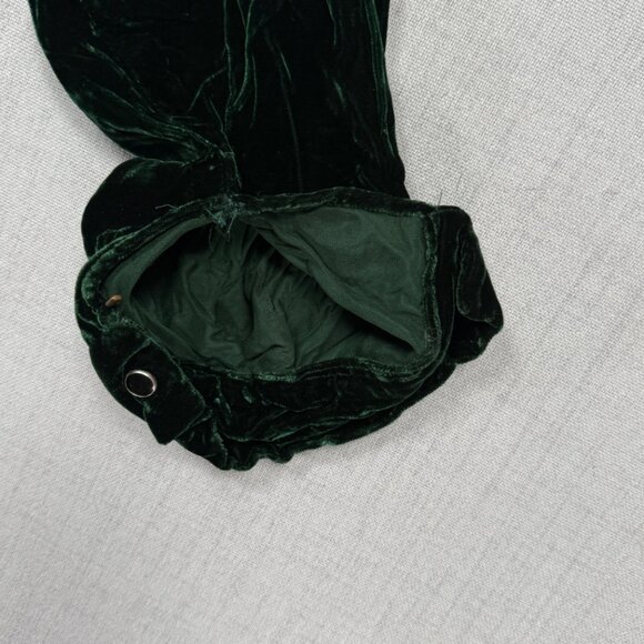 Vintage Norma Kamali Button Down Shirt Green Velvet Long Sleeves Size S Small - Picture 2 of 14